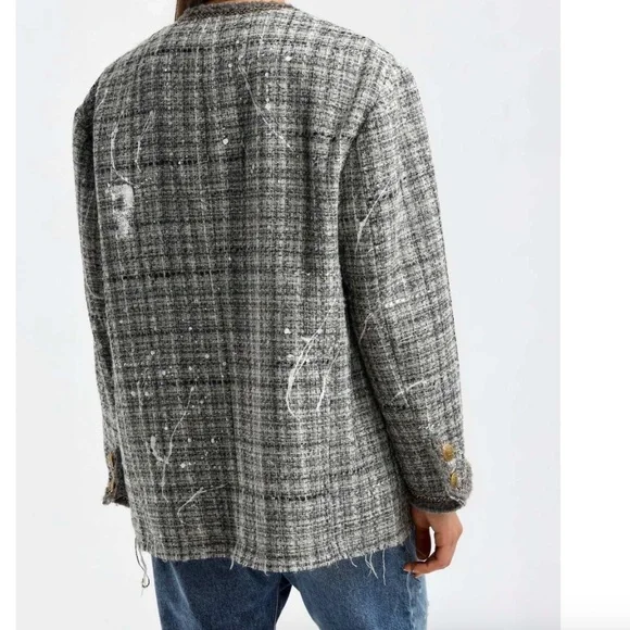 Like New R13 Paint Splatter tweed blazer/jacket, L,  PG1456 - Picture 4 of 16